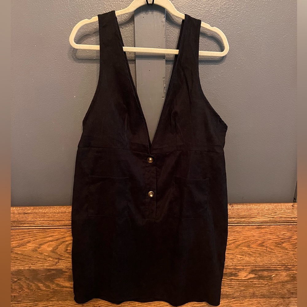 Corduroy Black Slip Over Dress